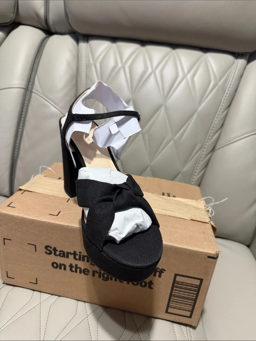 Marc Fisher Black Knotted Platform Block-Heel Sandals